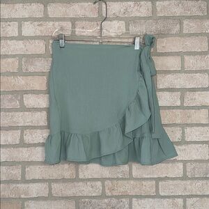 Pink Lily wrap Ruffle Skirt mint green color size M